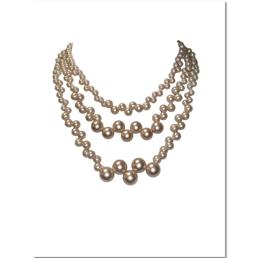 Lia Sophia Faux Pearl Bib Statement Necklace Multi Strand Pearls EUC